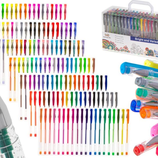 Set 140 piese, Pixuri cu gel multicolor cu sclipici (glitter)