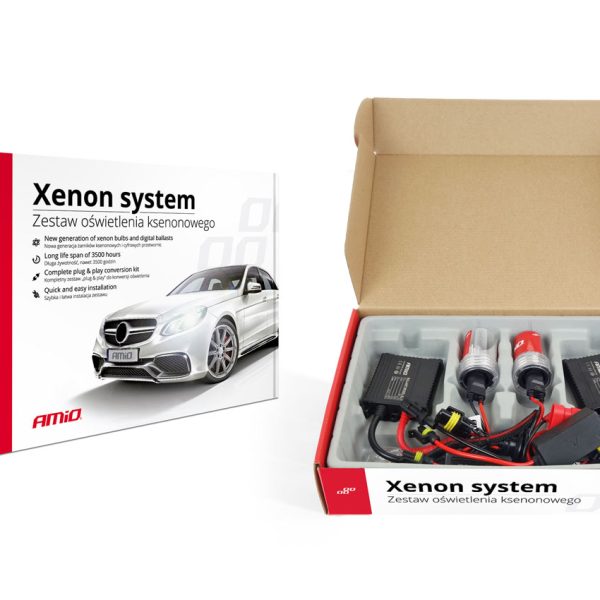 Kit XENON AC model SLIM, compatibil H8, H9, H11, 35W, 9-16V, 4300K, destinat competitiilor auto sau off-road
