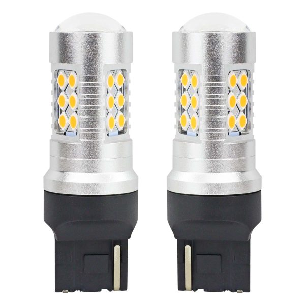 Set becuri auto cu LED CANBUS, 3030, 24SMD, compatibil T20, 7440, WY21W, Portocaliu, 12V / 24V, destinat competitiilor auto sau off-road