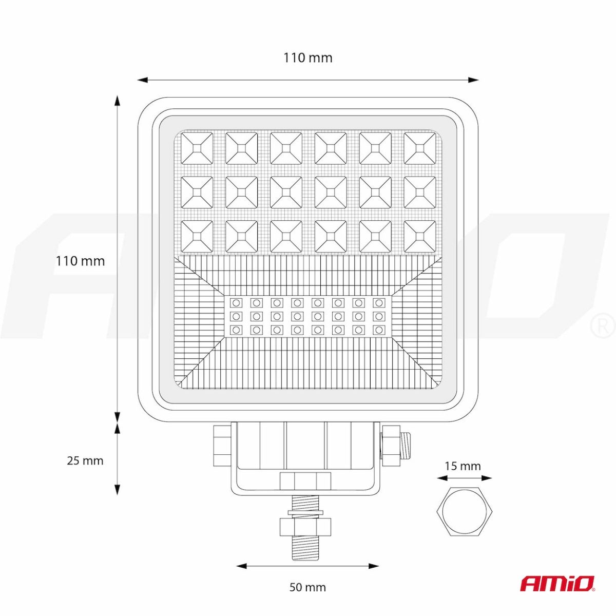 Proiector LED pentru Off-Road, ATV, SSV, cu functie de semnalizare, culoare 6500K, 3360 lm, tensiune 9 - 36V, dimensiuni 110 x 110 mm - imagine 13