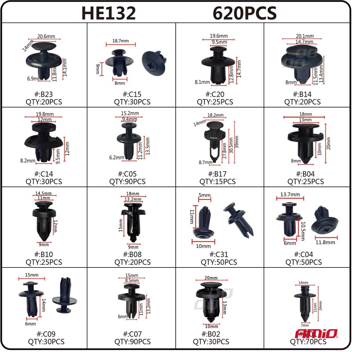 Set cleme - clipsuri reconditionare auto, 620 piese, diferite modele - imagine 7