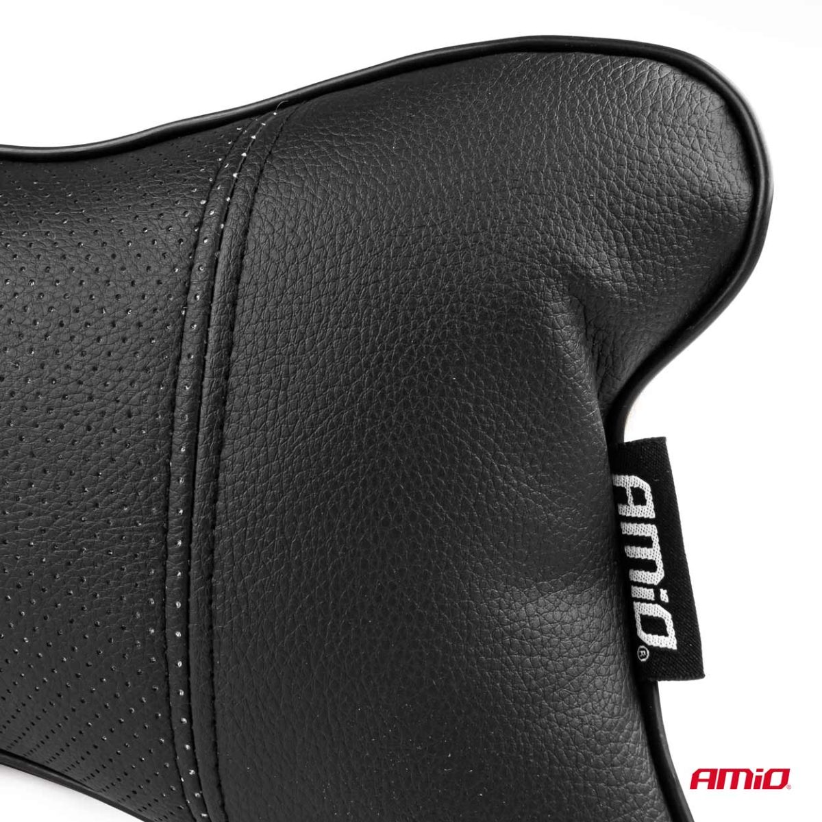 Set 2 perne pentru tetiere auto, marca AMIO, pentru sustinere gat din piele ecologica, culoare NEGRU - imagine 4