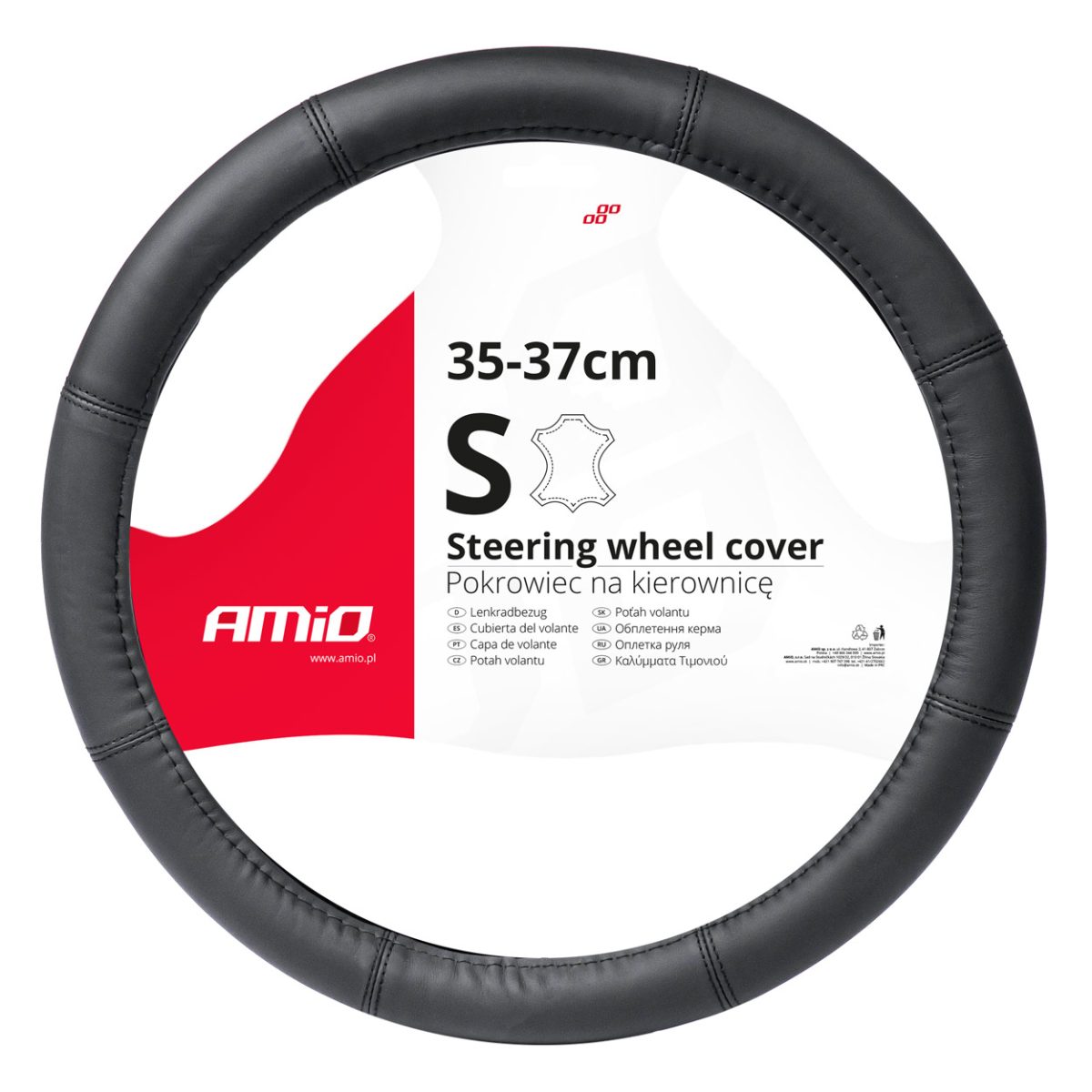 Husa volan din Piele Naturala, culoare Neagra, marime S (volan 35-37cm) AVX-AM03545 - imagine 3