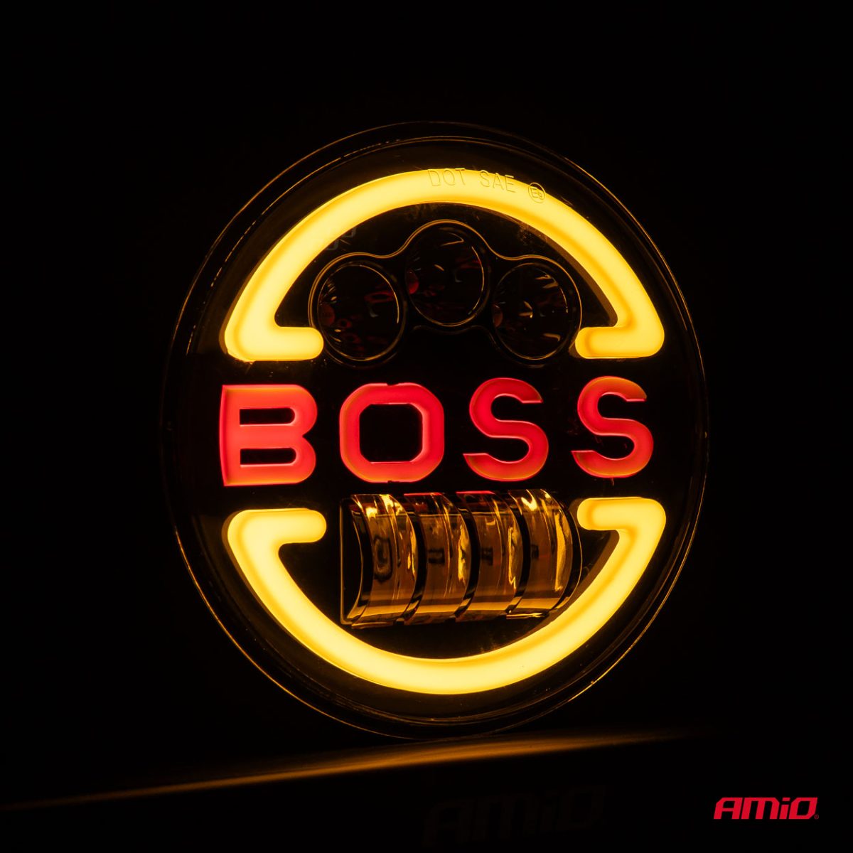 Lampa Suplimentara LED pentru Vehicule Off-Road, ATV, SSV, cu inscriptie "BOSS" si functii: Faza Lunga, Faza Scurta, Semnalizare, Pozitie, tensiune alimentare 9 - 36V, diametru Ø170 mm - imagine 5