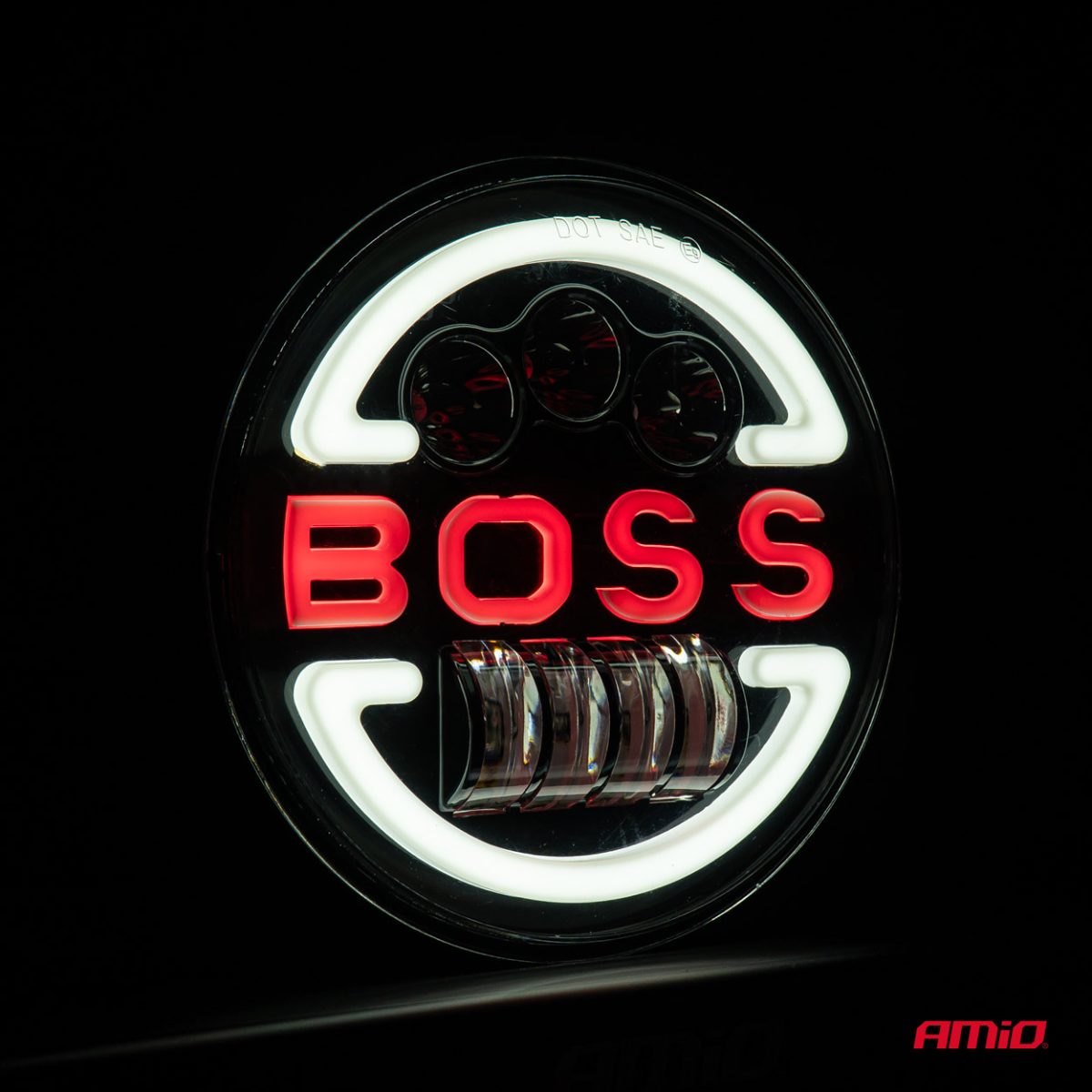 Lampa Suplimentara LED pentru Vehicule Off-Road, ATV, SSV, cu inscriptie "BOSS" si functii: Faza Lunga, Faza Scurta, Semnalizare, Pozitie, tensiune alimentare 9 - 36V, diametru Ø170 mm - imagine 6