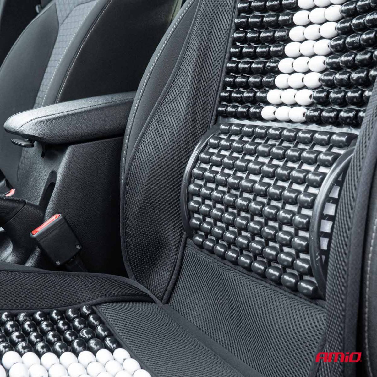 Husa scaun auto cu bile de masaj, suport lombar si tetiera, dimensiuni 131 x 46 cm, culoare Neagra - imagine 3