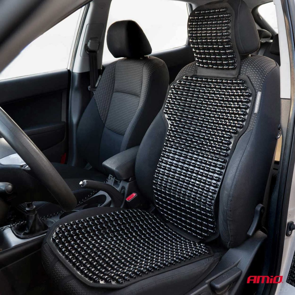 Husa scaun auto cu bile de masaj, suport lombar si tetiera, dimensiuni 126 x 44 cm, culoare Neagra - imagine 2