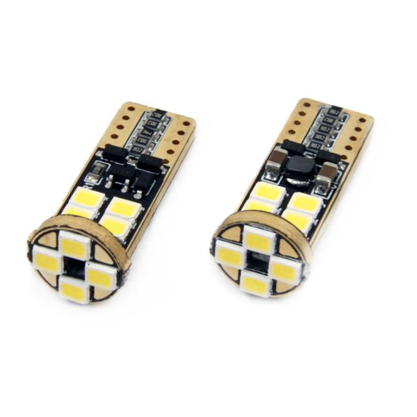 Set becuri auto cu LED CANBUS compatibil T10e W5W 12 SMD Alb 12/24V, destinat competitiilor auto sau off-road