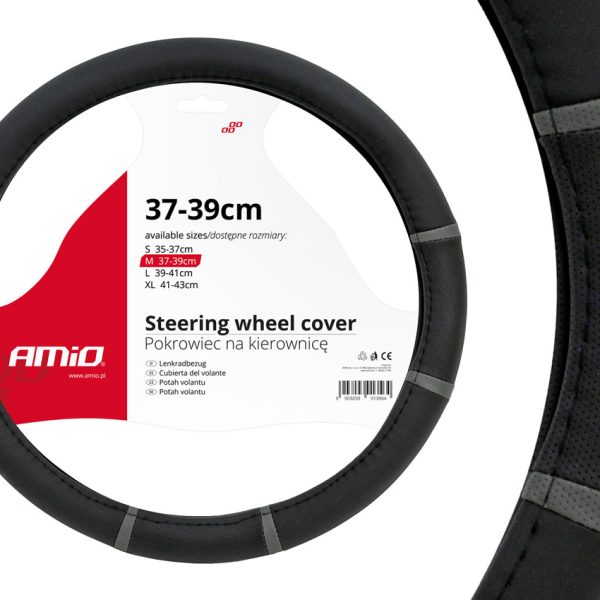 Husa volan negru + dungi gri SWC-06-M (37-39cm)