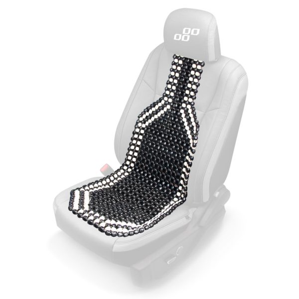 Husa auto cu bile de masaj din lemn (negru cu alb)