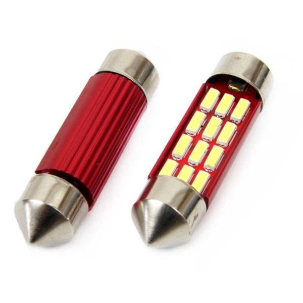 Set becuri auto cu LED CANBUS sofit compatibil C5W 12 SMD 36mm Alb 12/24V, destinat competitiilor auto sau off-road