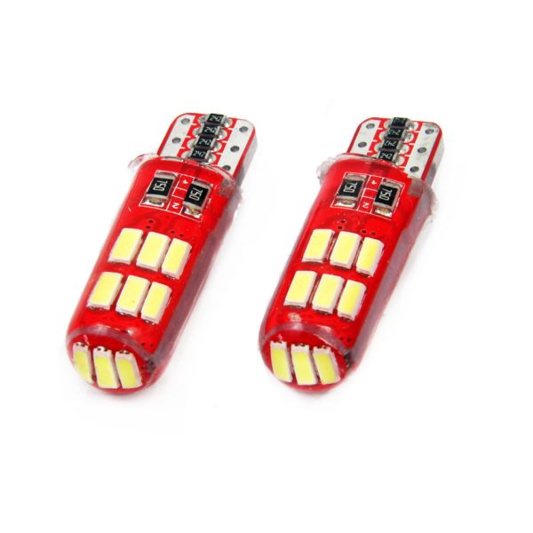 Set becuri auto cu LED CANBUS compatibil T10e W5W 12 SMD SILCA Alb 12V, destinat competitiilor auto sau off-road