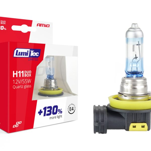 Set becuri cu halogen H11 12V 55W LumiTec LIMITED + 130% DUO BOX