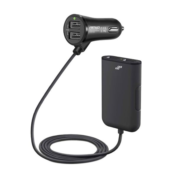 Incarcator auto fata-spate cu cablu 4xUSB