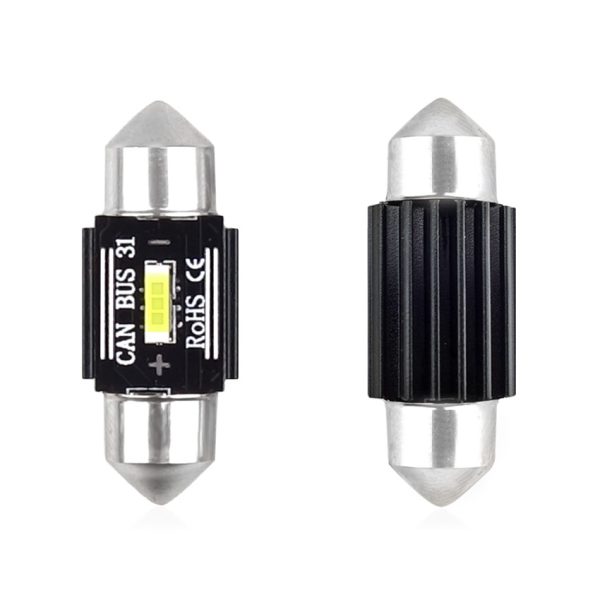Set becuri auto cu LED CANBUS sofit compatibil C5W 1 SMD 31mm Alb 12/24V, destinat competitiilor auto sau off-road