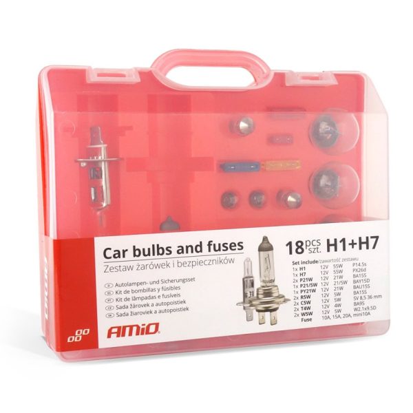 Set rezerva becuri si sigurante 19 buc H1 si H7