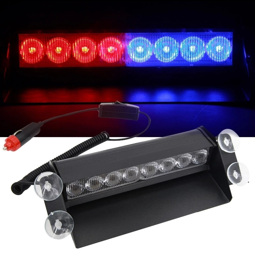 2068049153_w640_h640_yarkij-led-stroboskop.jpg Lampa stroboscopica LED, montaj in parbriz, 8W, culoare Rosu - Albastru - imagine 1