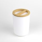 Set Elegant pentru baie format din 6 piese, ABS + lemn, culoare alb/maro - imagine 5