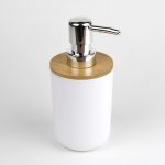 Set Elegant pentru baie format din 6 piese, ABS + lemn, culoare alb/maro - imagine 6