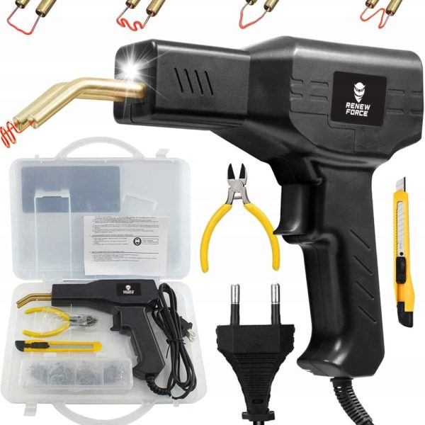 Pistol Profesional pentru lipit/sudat plastic, kit pentru repararea fisurilor din plastic, polipropilena, 400 capse de intarire, putere 50W, culoare Negru, Cod: AVX-WT-WG-X80
