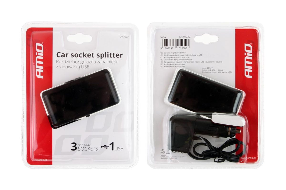 Splitter bricheta auto SOC2 3+1 USB - imagine 2