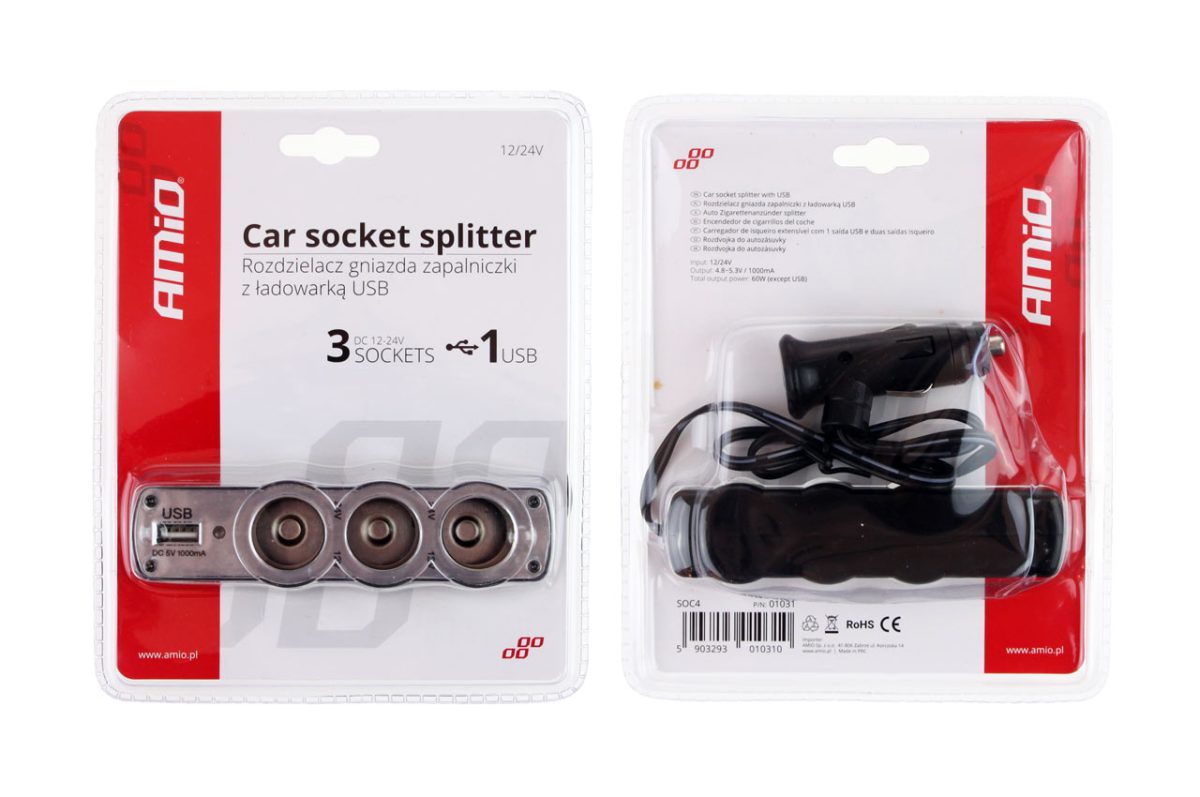 Splitter bricheta auto SOC4 3+1 USB - imagine 2