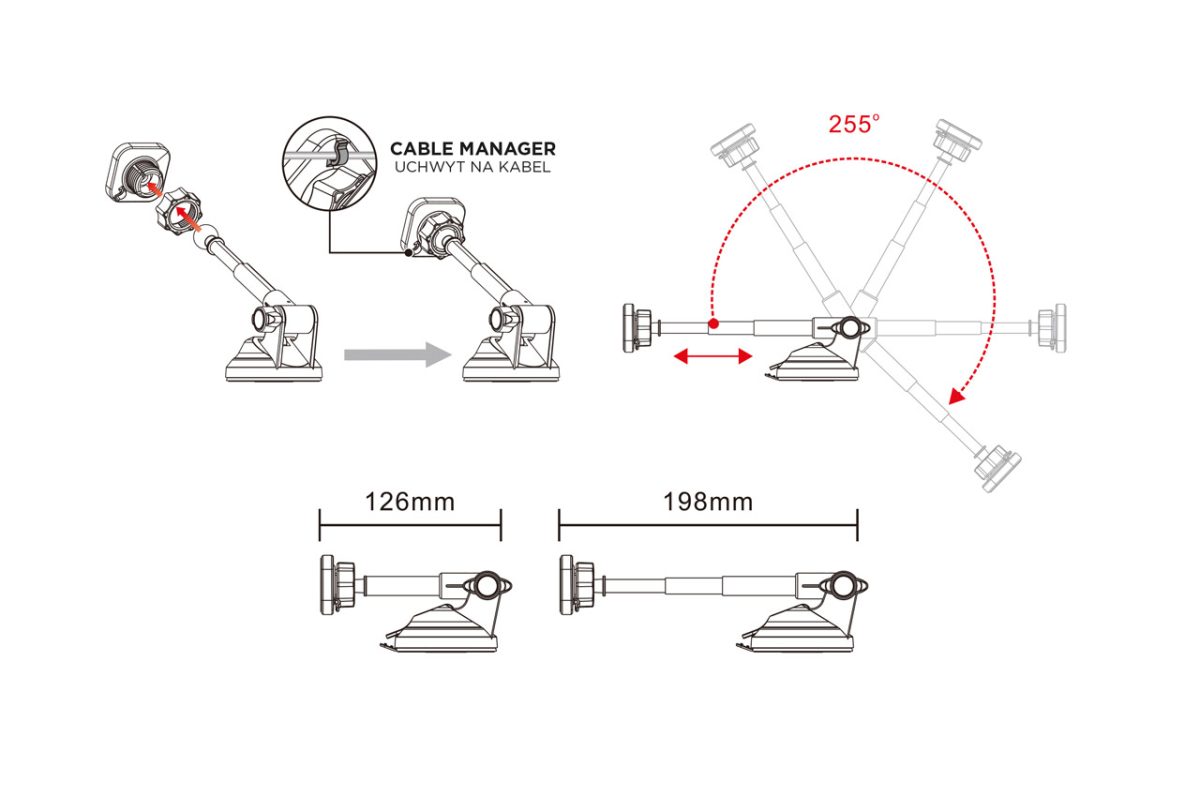Suport magnetic auto pentru telefon Premium HOLD-14 - imagine 3