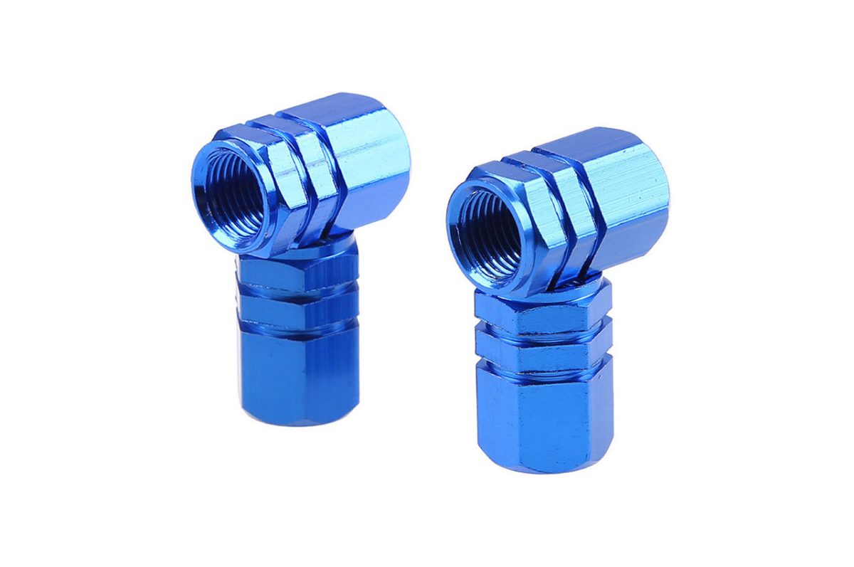 Set capacele auto pentru ventil hexagon albastru 4 buc - imagine 3