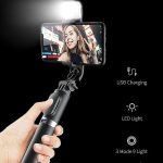 Set 3in1, Selfie Stick cu Lampa LED si Trepied, conectare Bluetooth, alimentare USB - imagine 4
