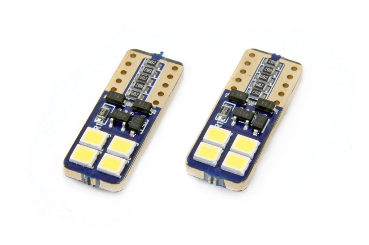 Set becuri auto cu LED CANBUS compatibil T10e W5W 8 SMD Alb 12/24V, destinat competitiilor auto sau off-road - imagine 3