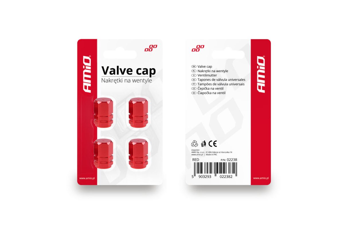 Set capacele auto pentru ventil hexagon rosu 4 buc - imagine 4