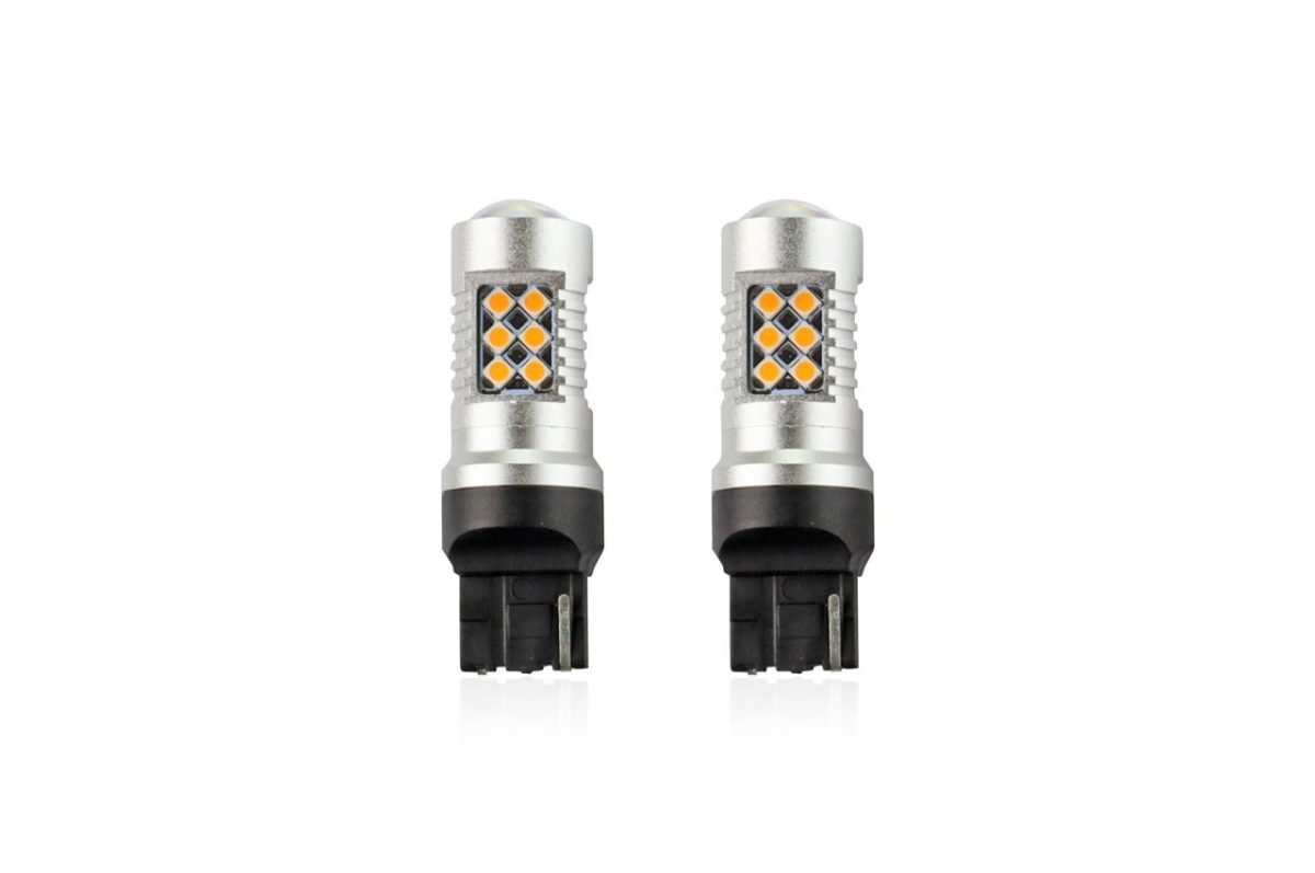Set becuri auto cu LED CANBUS compatibil W21W T20 24 SMD 6.2W Orange 12/24V, destinat competitiilor auto sau off-road - imagine 3