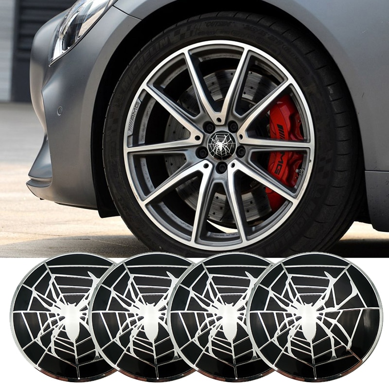 4PCS-56mm-spider-Car-Wheel-Center-Stickers-Cover-for-AUDI-Mazda-KIA-Renault-TOYOTA-BMW-Ford.jpg Set 4 buc. ornament central janta, model "Spider", diametru 5cm - imagine 1