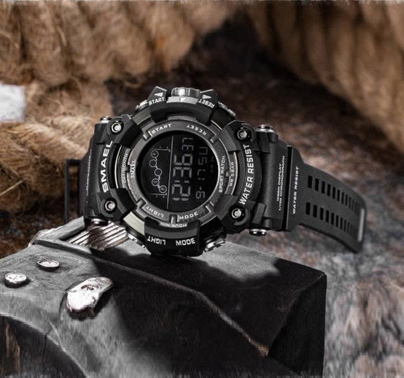 502553850.jpg Ceas Militar pentru barbati, SMAEL, impermeabil, afisaj LED, culoare Negru - imagine 1