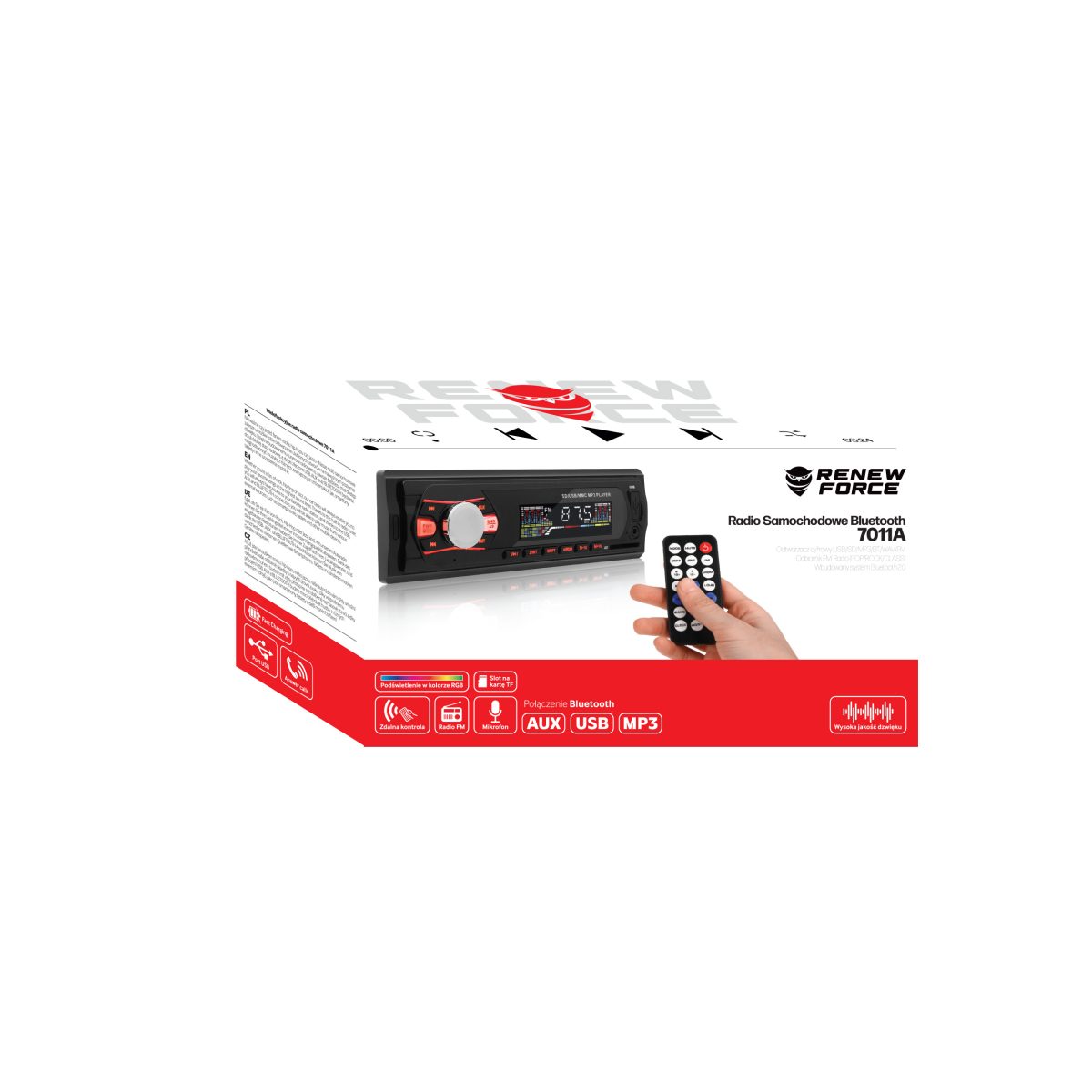 Player Auto dimensiune 1DIN, 4 x 50W, model 7011A, cu Radio, MP3, AUX, Card, Telecomanda - imagine 5