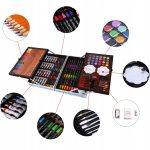 Set 145 piese pentru pictura, pentru copii sau adulti, pixuri de colorat, creioane colorate si vopsele de pictura, cu geanta de transport ALBASTRU DINOZAUR, model AVX-WT-DINART145 - imagine 5