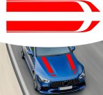 Set 2 stickere autoadezive Tuning, model "Hood Stripes V1", dimensiune 85 x 12 cm, culoare Rosie