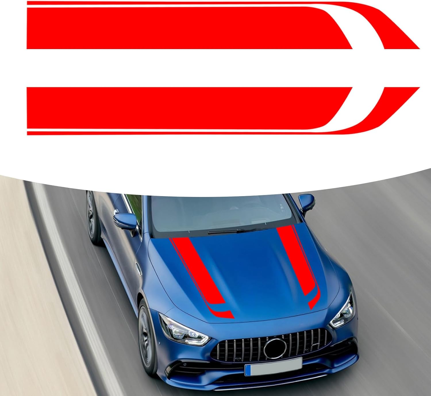 61n-OpuOiiL._AC_SL1500_.jpg Set 2 stickere autoadezive Tuning, model "Hood Stripes V1", dimensiune 85 x 12 cm, culoare Rosie - imagine 1