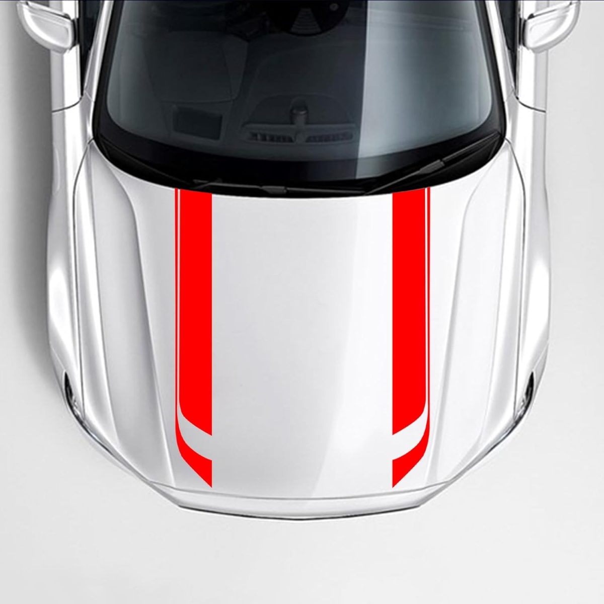 Set 2 stickere autoadezive Tuning, model "Hood Stripes V1", dimensiune 85 x 12 cm, culoare Rosie - imagine 2