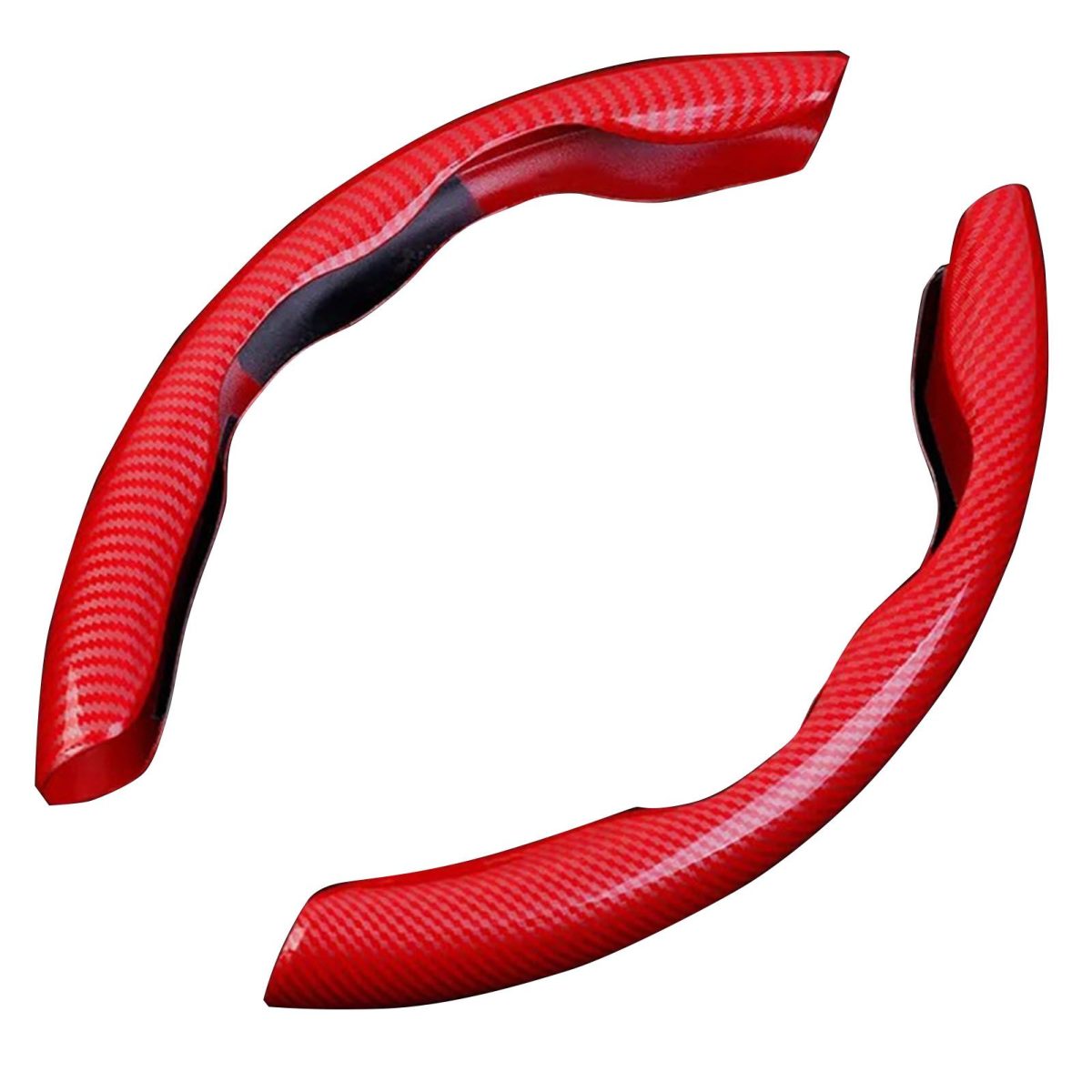 Set 2 ornamente volan finisaj CARBON ROSU, dimensiune universala - imagine 3