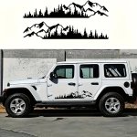 Set 2 stickere autoadezive pentru vehicule Off Road, model "Forest & Mountains", dimensiune 100 x 20 cm, culoare Neagra