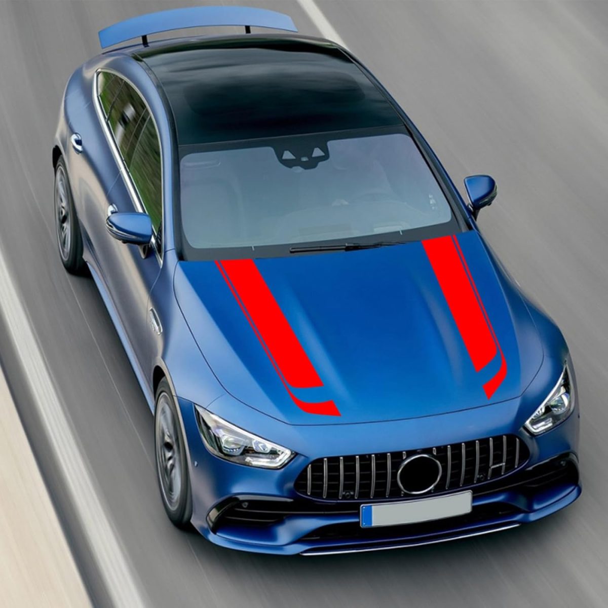 Set 2 stickere autoadezive Tuning, model "Hood Stripes V1", dimensiune 85 x 12 cm, culoare Rosie - imagine 4