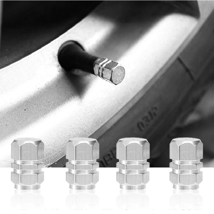 8t7ireurtshgg.jpg Set capacele auto pentru ventil hexagon argintiu 4 buc - imagine 1