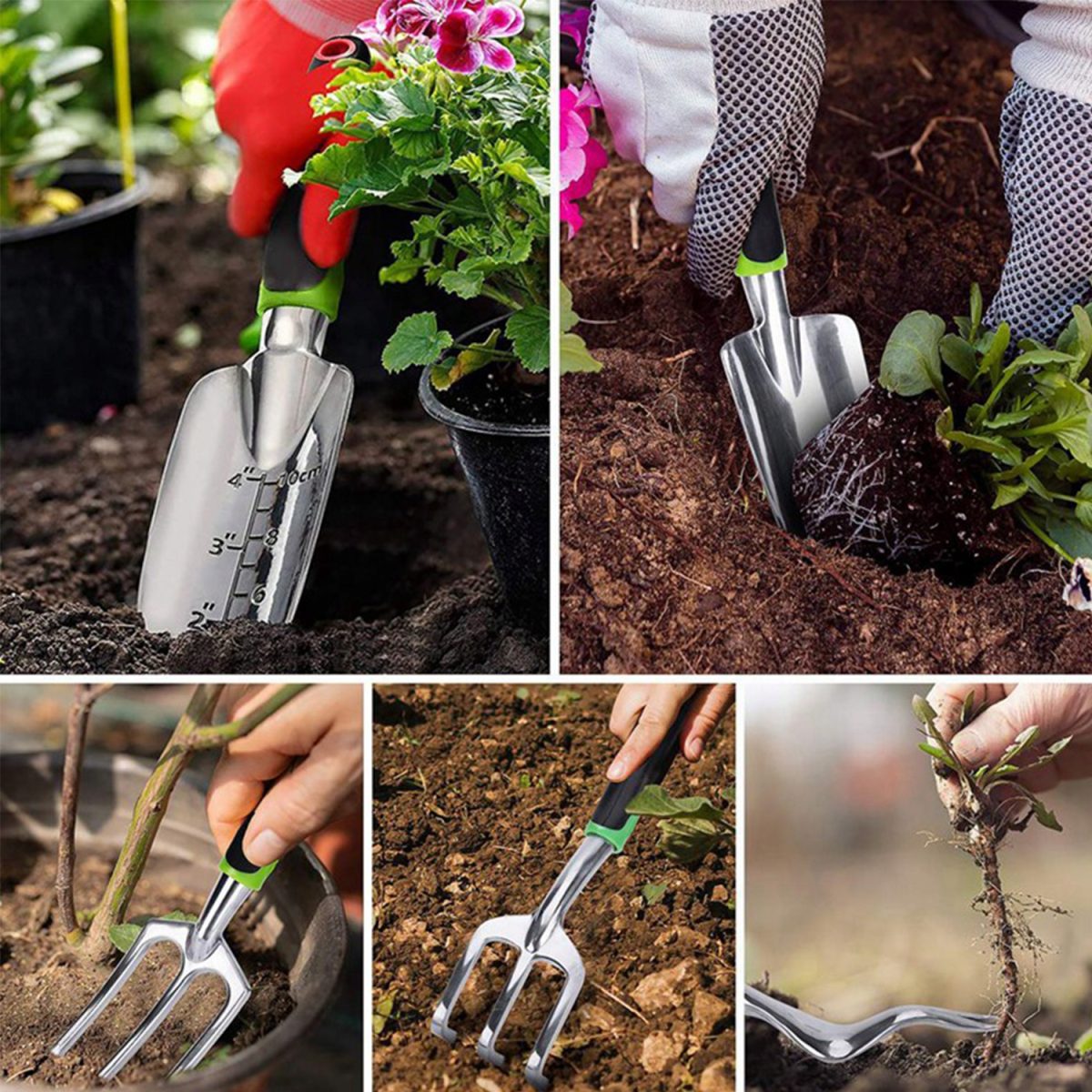 Set 5 unelte de gradina de inalta calitate cu manere din silicon, model AVX-WT-GDNTOL - imagine 3