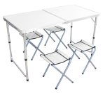 Masa turistica pliabila din aluminiu cu 4 scaune, 120 x 60cm - imagine 3