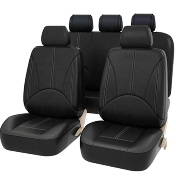 Set 11 huse scaun auto UNIVERSALE din piele ecologica NEGRU AG338E