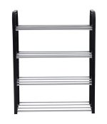 Raft Elegant pentru depozitare Pantofi sau Pantaloni, cu traverse metalice, 4 nivele, dimensiuni 58 x 42 x 18 cm - imagine 3