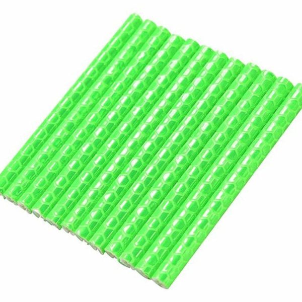 Set 12 ornamente din material reflectorizant pentru spite bicicleta, culoare verde