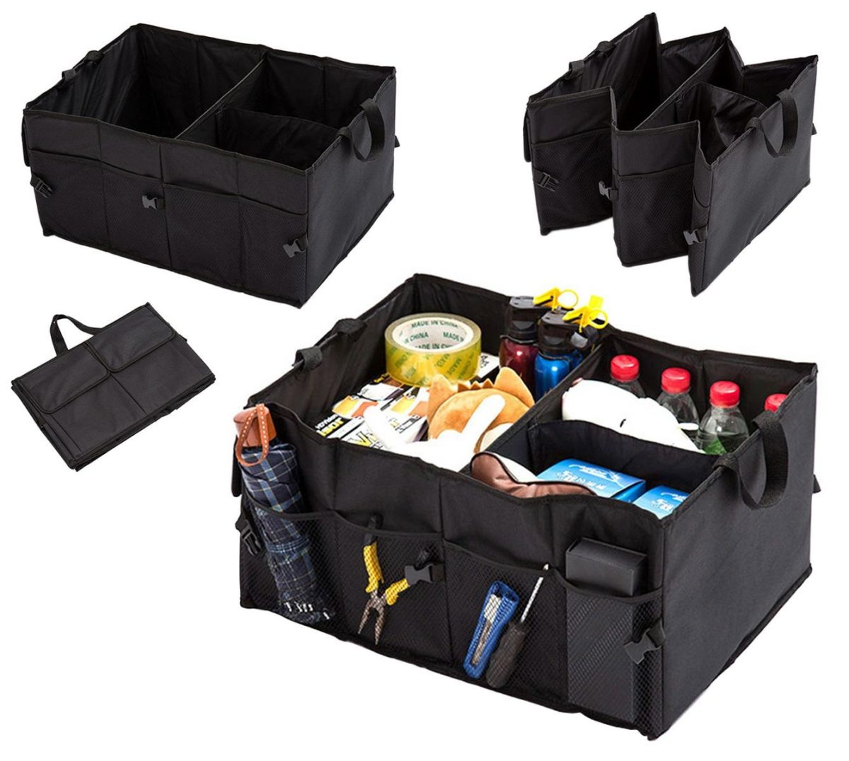 Organizator portbagaj auto cu 9 buzunare, 55 x 38 x 26cm, culoare neagra - imagine 3