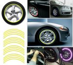 Set 16 ornamente Reflectorizante pentru jante auto, moto, culoare Galben - imagine 4